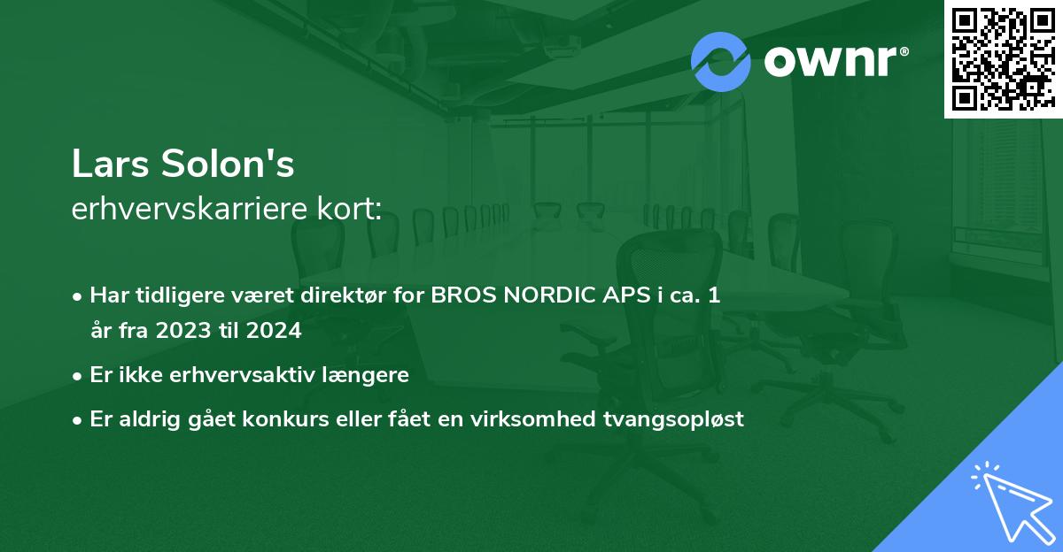 Lars Solon's erhvervskarriere kort