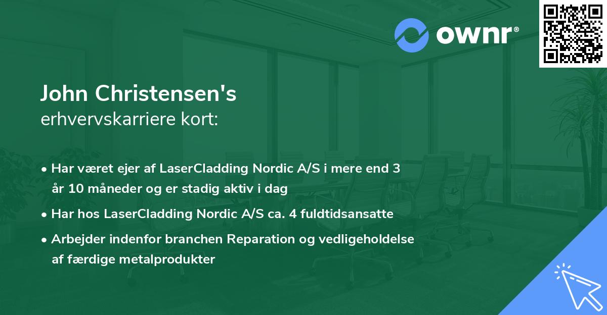 John Christensen's erhvervskarriere kort