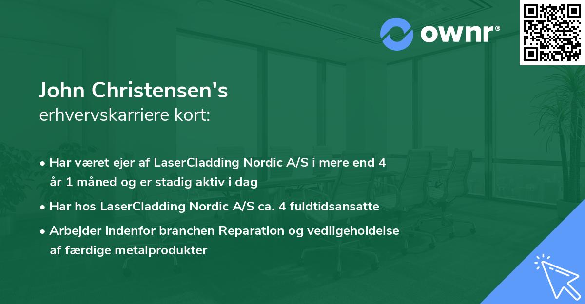 John Christensen's erhvervskarriere kort