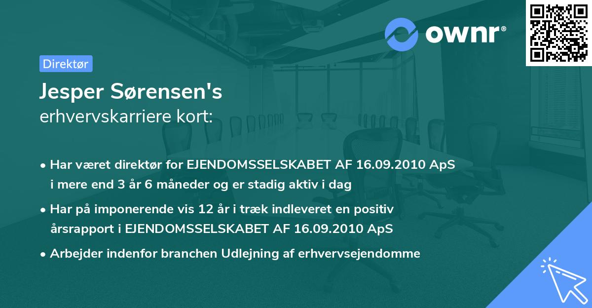 Jesper Sørensen's erhvervskarriere kort
