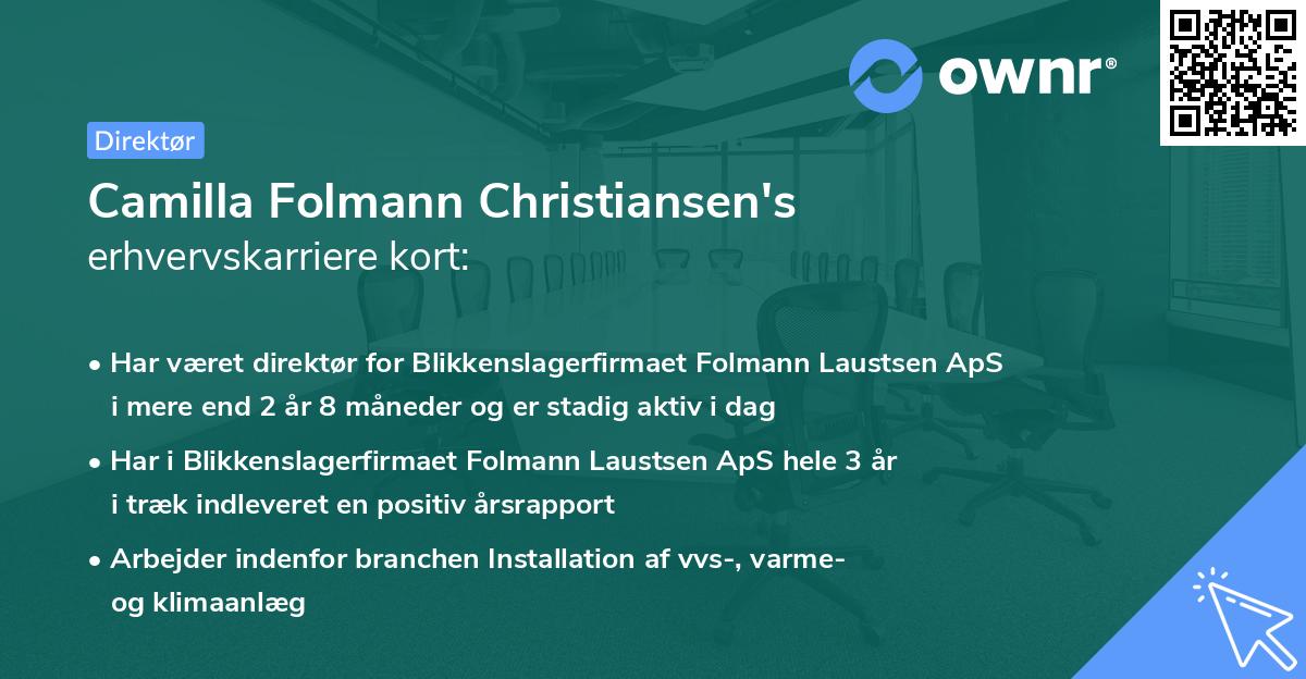 Camilla Folmann Christiansen's erhvervskarriere kort