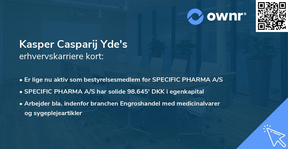 Kasper Casparij Yde's erhvervskarriere kort