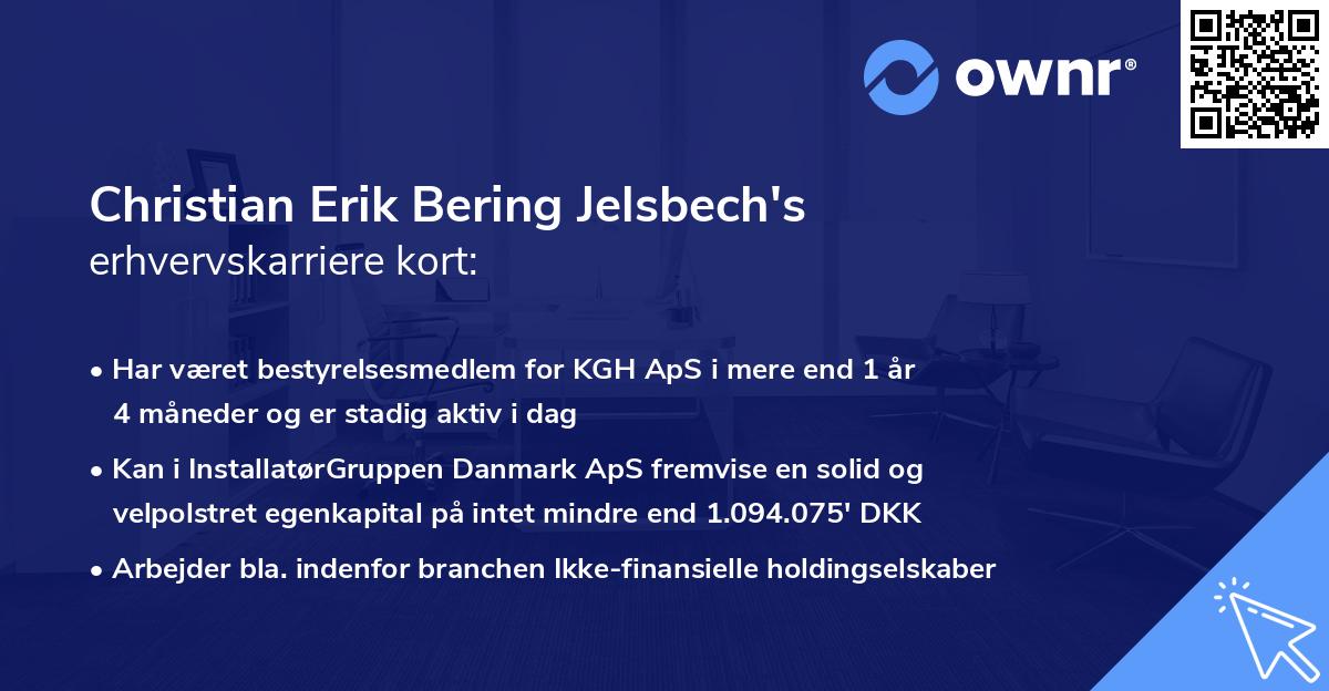 Christian Erik Bering Jelsbech's erhvervskarriere kort