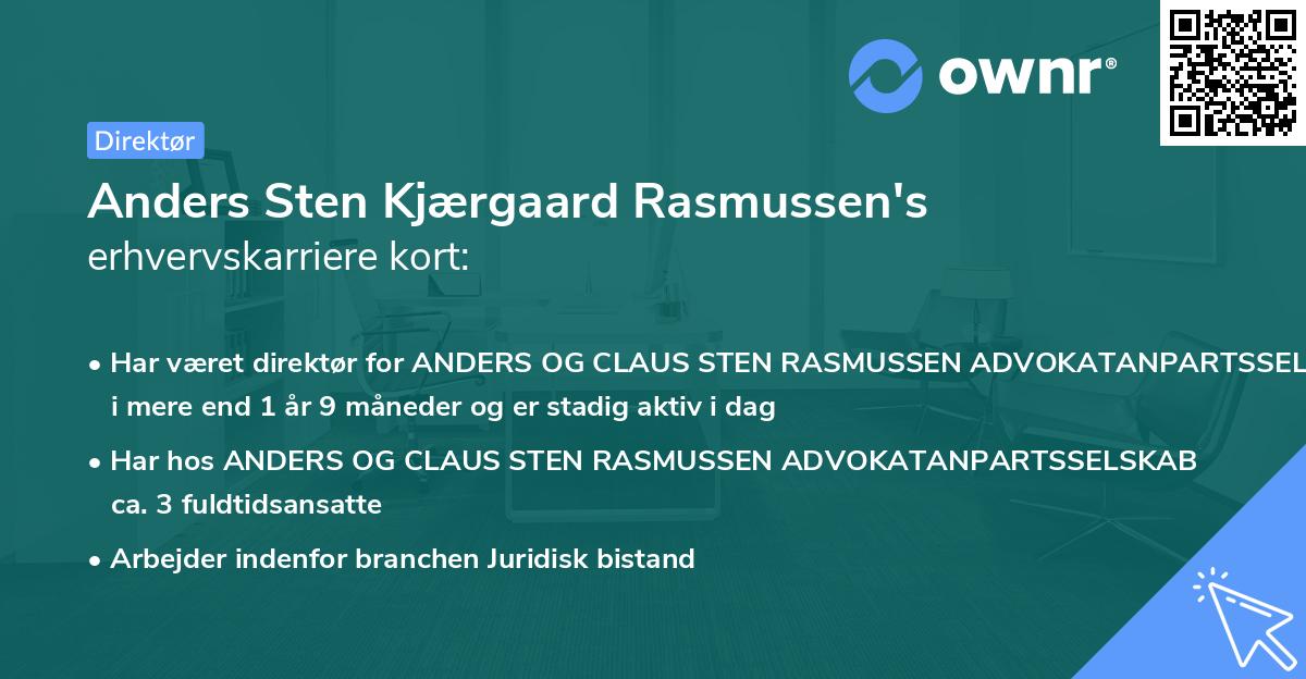 Anders Sten Kjærgaard Rasmussen's erhvervskarriere kort