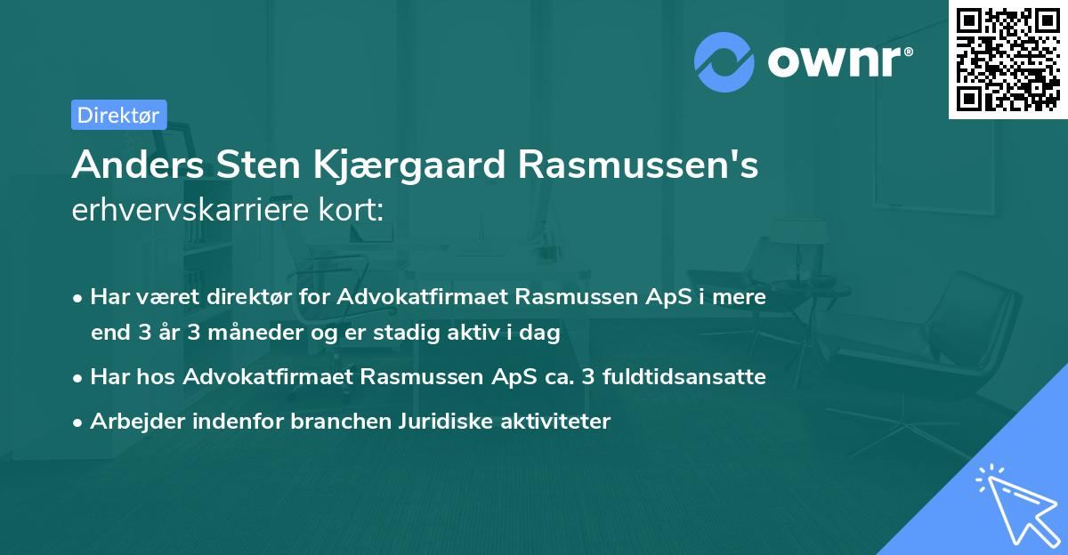 Anders Sten Kjærgaard Rasmussen's erhvervskarriere kort