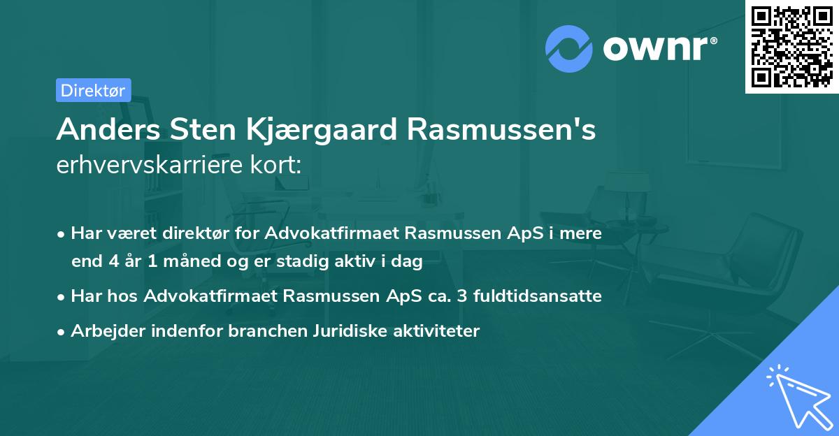 Anders Sten Kjærgaard Rasmussen's erhvervskarriere kort