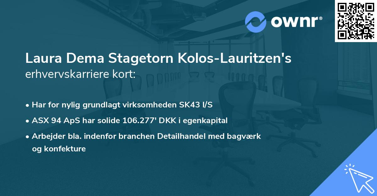 Laura Dema Stagetorn Kolos-Lauritzen's erhvervskarriere kort