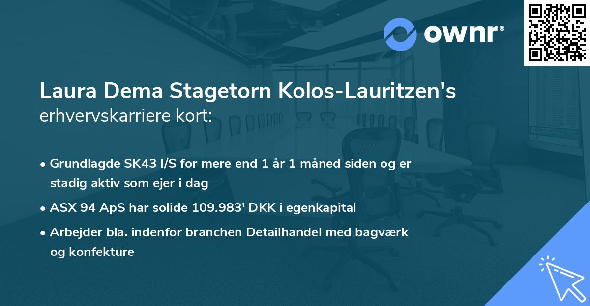 Laura Dema Stagetorn Kolos-Lauritzen's erhvervskarriere kort