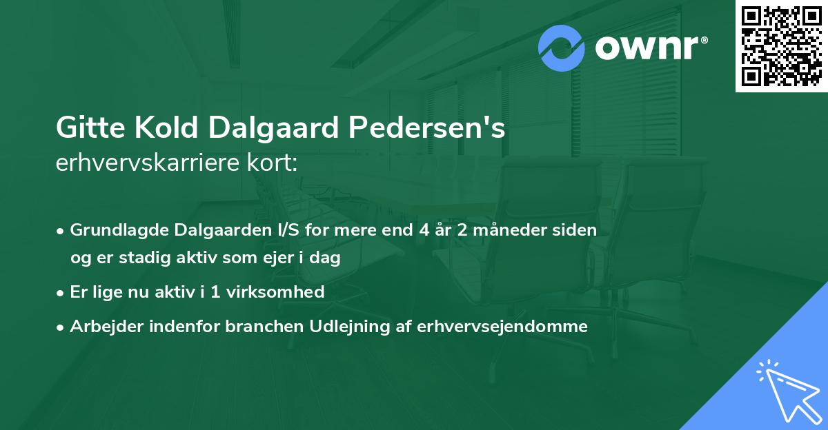 Gitte Kold Dalgaard Pedersen's erhvervskarriere kort