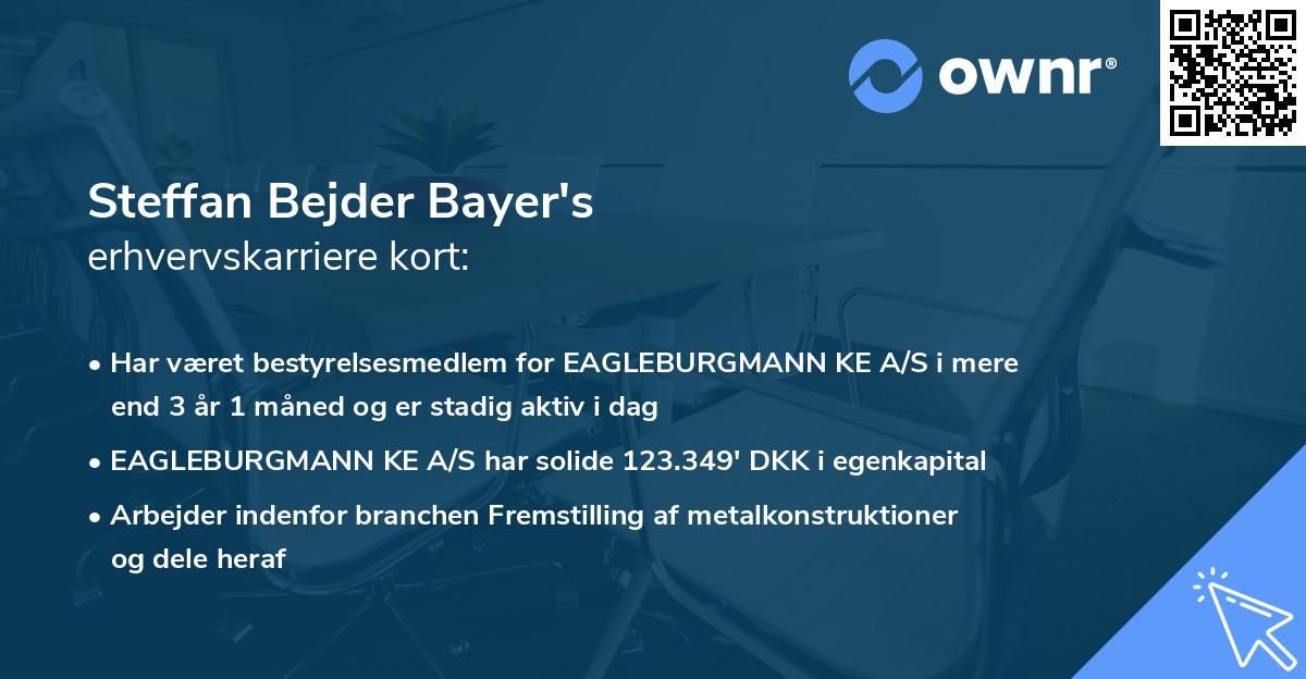 Steffan Bejder Bayer's erhvervskarriere kort