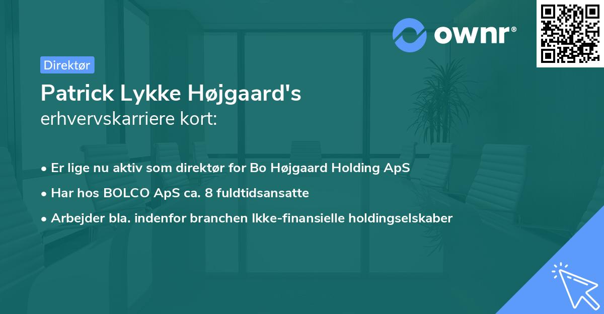 Patrick Lykke Højgaard's erhvervskarriere kort