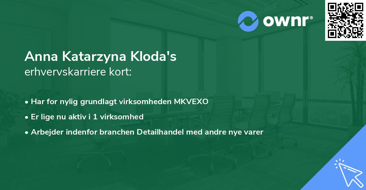 Anna Katarzyna Kloda's erhvervskarriere kort