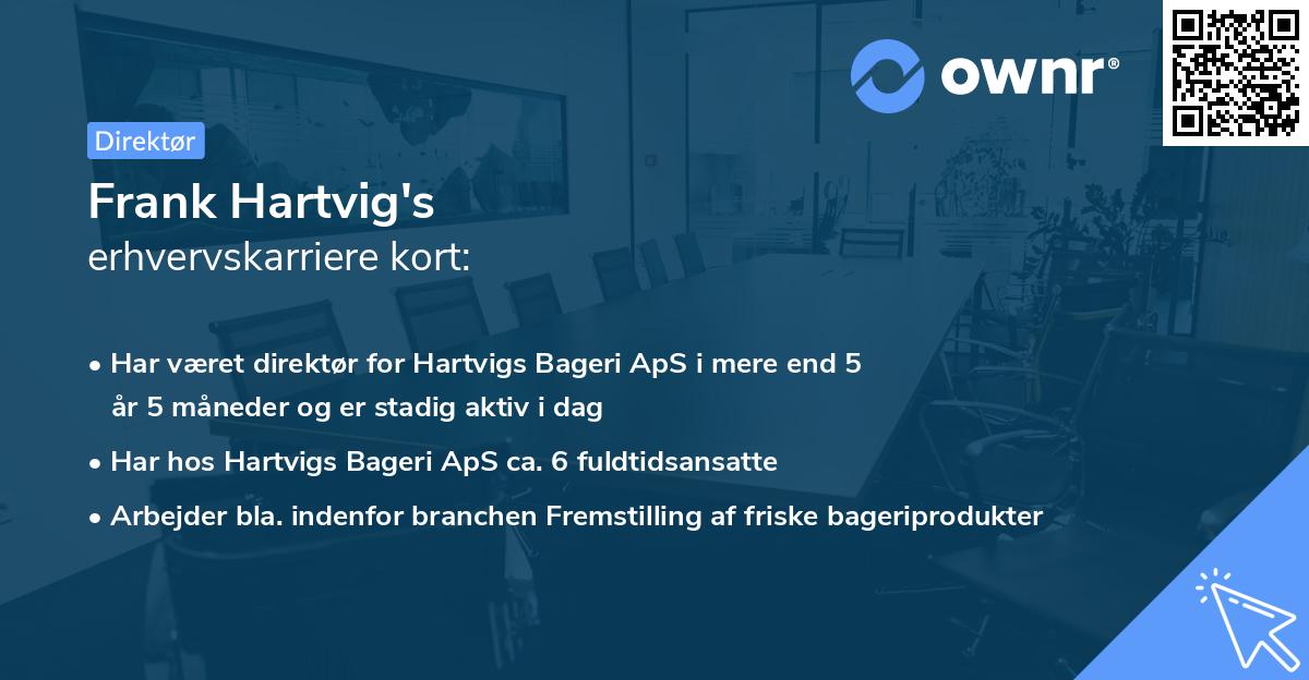 Frank Hartvig's erhvervskarriere kort