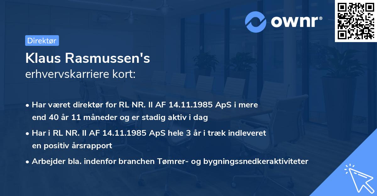 Klaus Rasmussen's erhvervskarriere kort