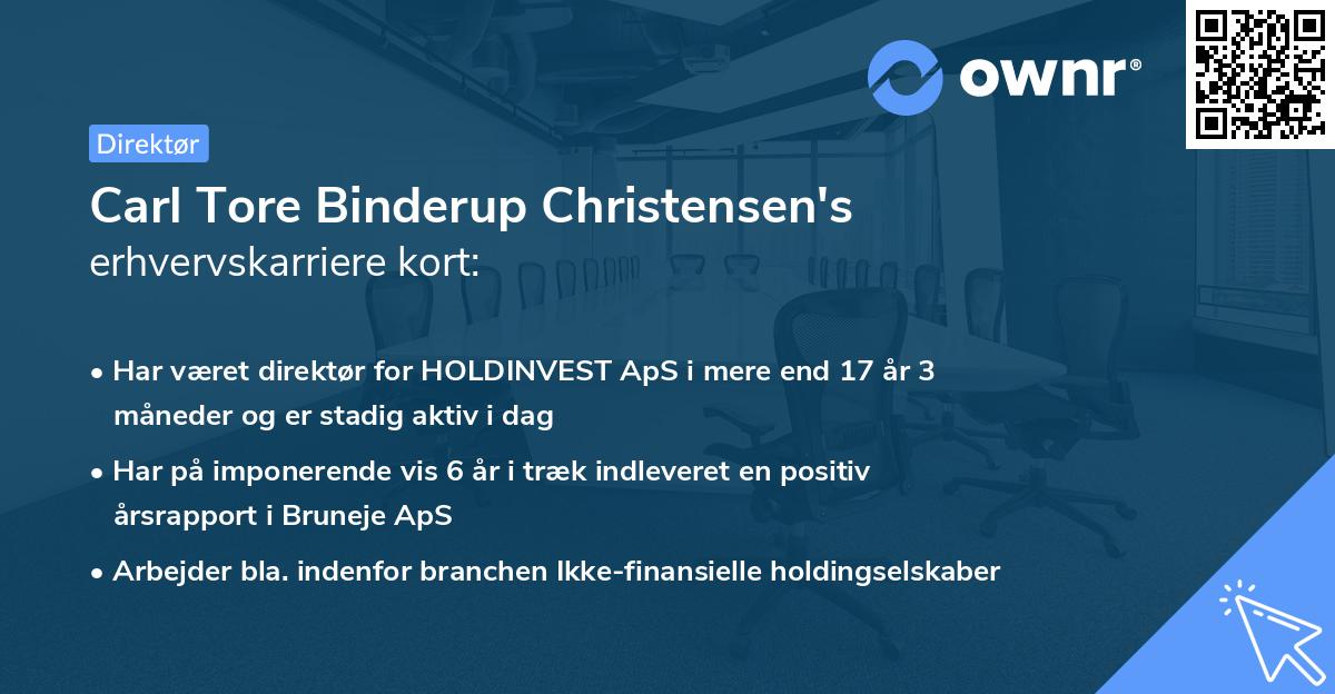 Carl Tore Binderup Christensen's erhvervskarriere kort