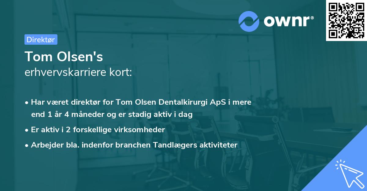 Tom Olsen's erhvervskarriere kort