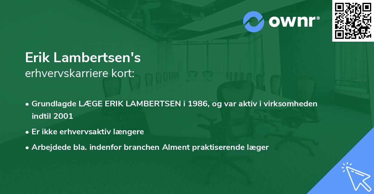 Erik Lambertsen's erhvervskarriere kort