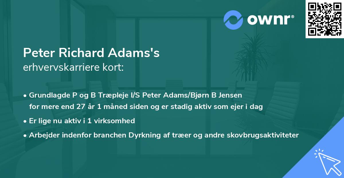Peter Richard Adams's erhvervskarriere kort