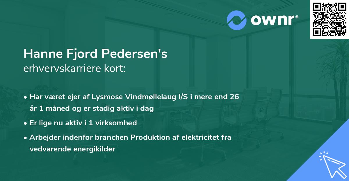Hanne Fjord Pedersen's erhvervskarriere kort