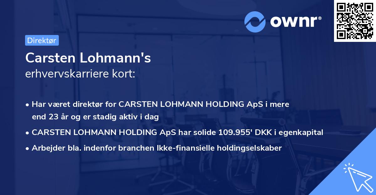Carsten Lohmann's erhvervskarriere kort