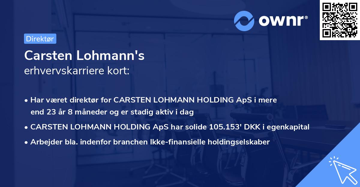 Carsten Lohmann's erhvervskarriere kort