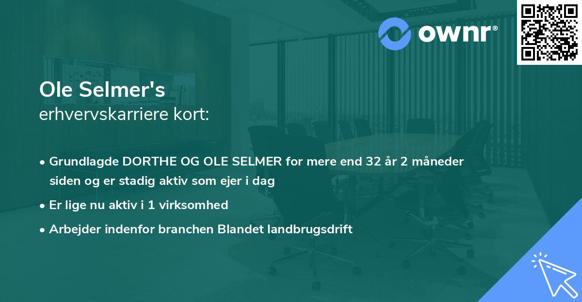 Ole Selmer's erhvervskarriere kort