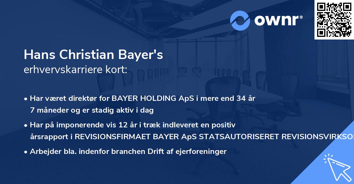 Hans Christian Bayer's erhvervskarriere kort