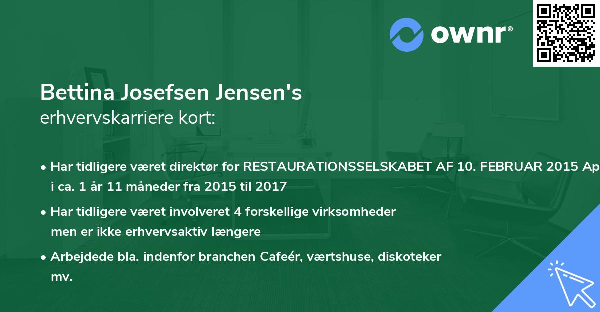 Bettina Josefsen Jensen's erhvervskarriere kort