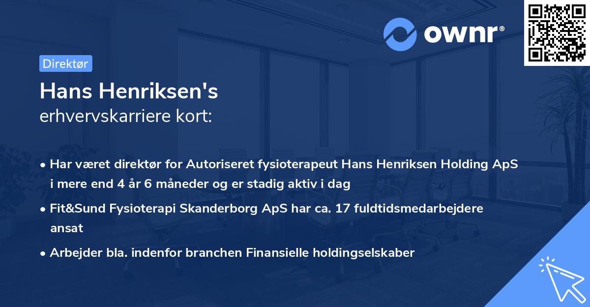 Hans Henriksen's erhvervskarriere kort