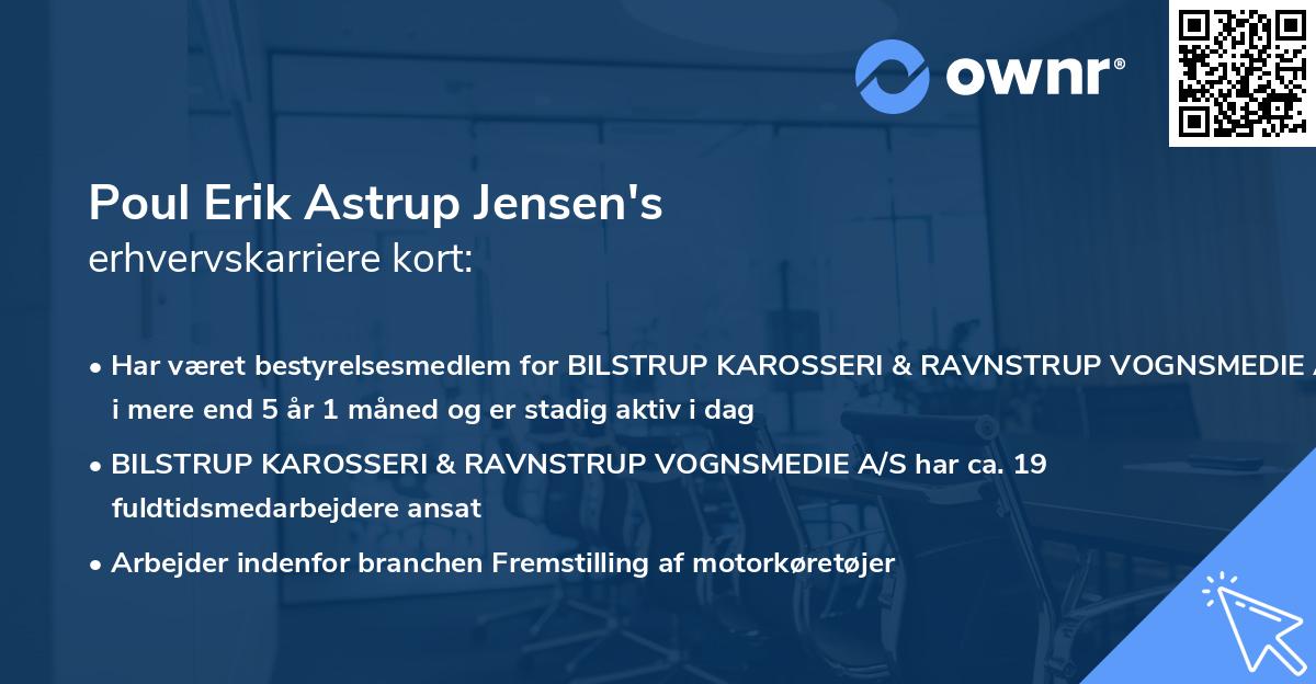 Poul Erik Astrup Jensen's erhvervskarriere kort
