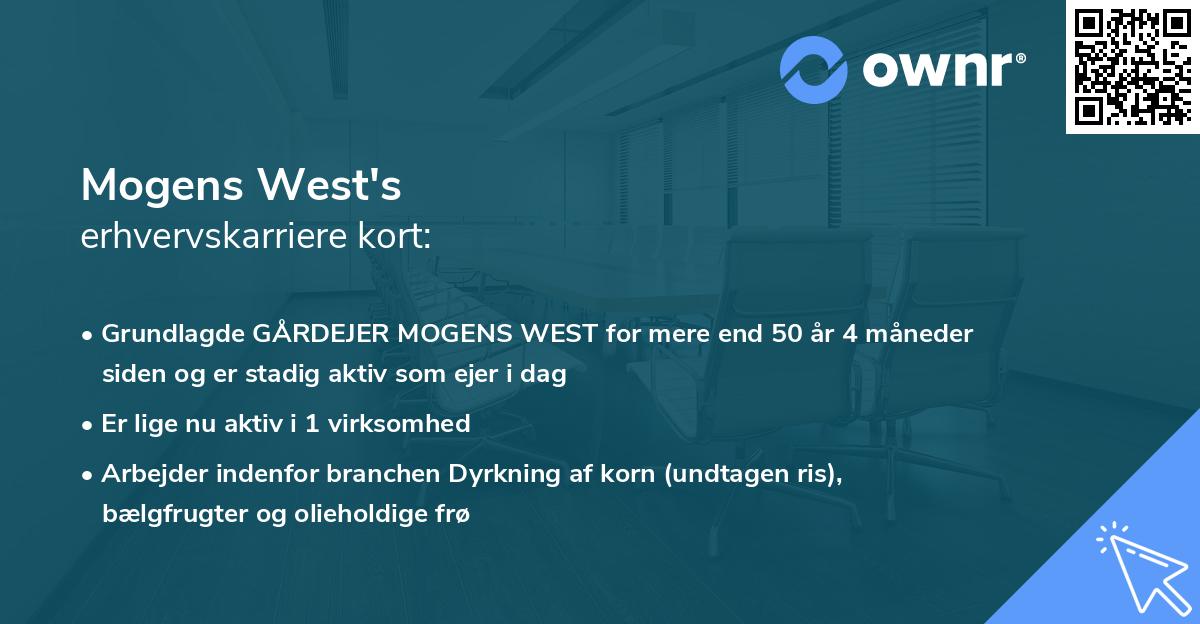 Mogens West's erhvervskarriere kort