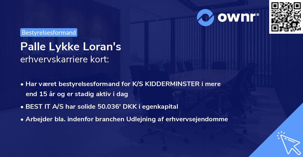 Palle Lykke Loran's erhvervskarriere kort