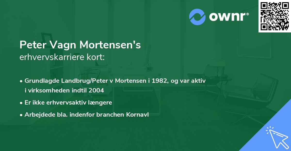 Peter Vagn Mortensen's erhvervskarriere kort