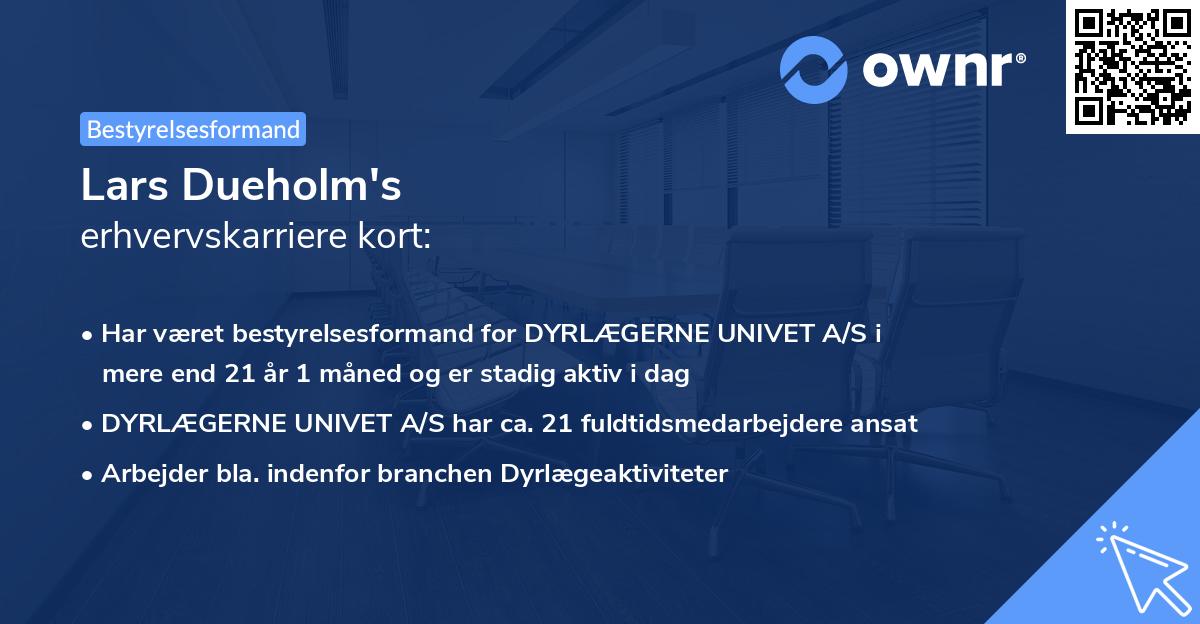 Lars Dueholm's erhvervskarriere kort