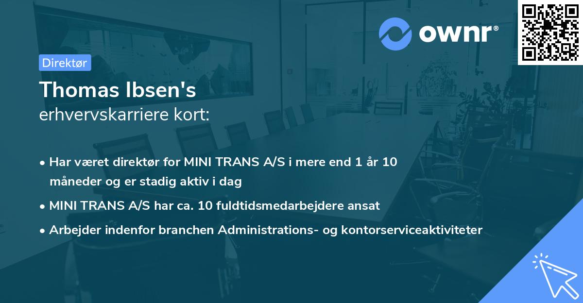 Thomas Ibsen's erhvervskarriere kort