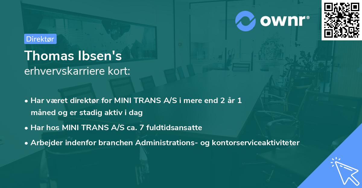 Thomas Ibsen's erhvervskarriere kort
