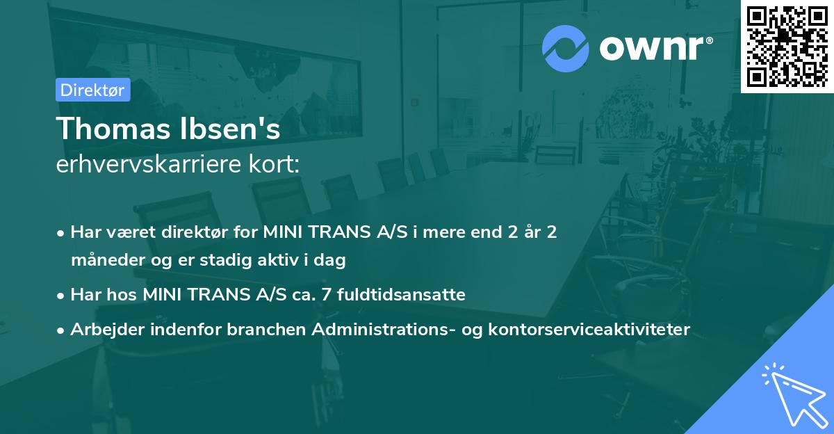 Thomas Ibsen's erhvervskarriere kort