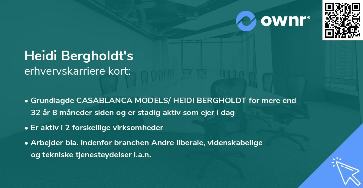 Heidi Bergholdt's erhvervskarriere kort