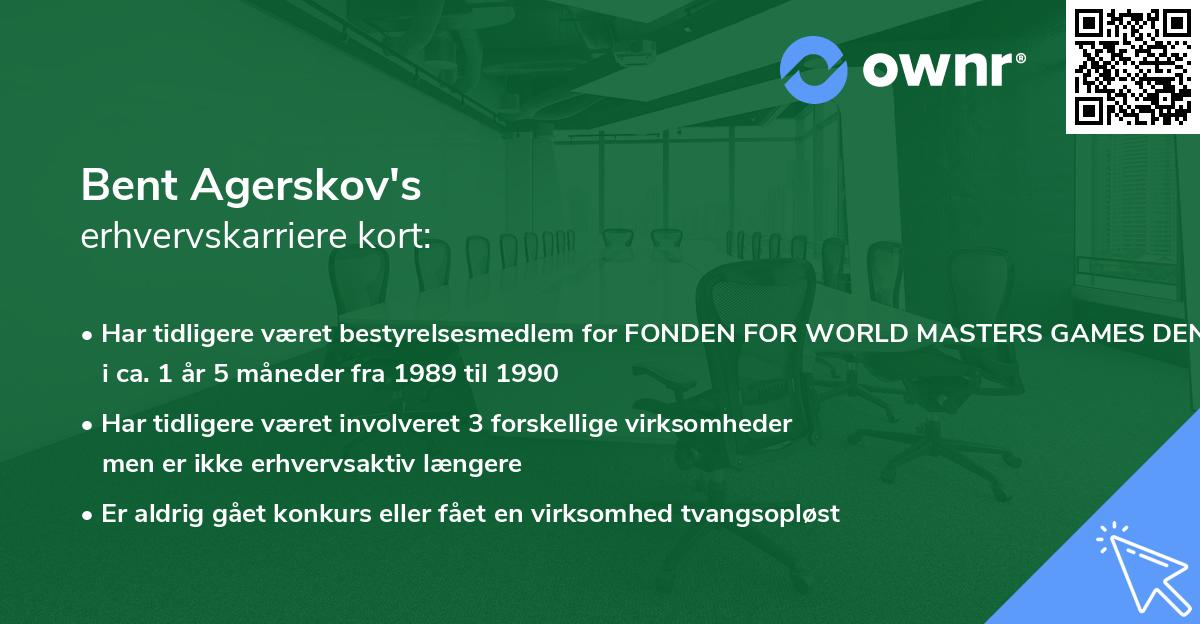 Bent Agerskov's erhvervskarriere kort