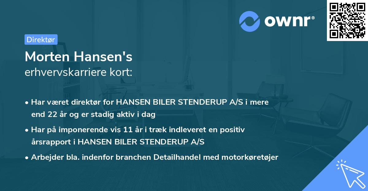 Morten Hansen's erhvervskarriere kort