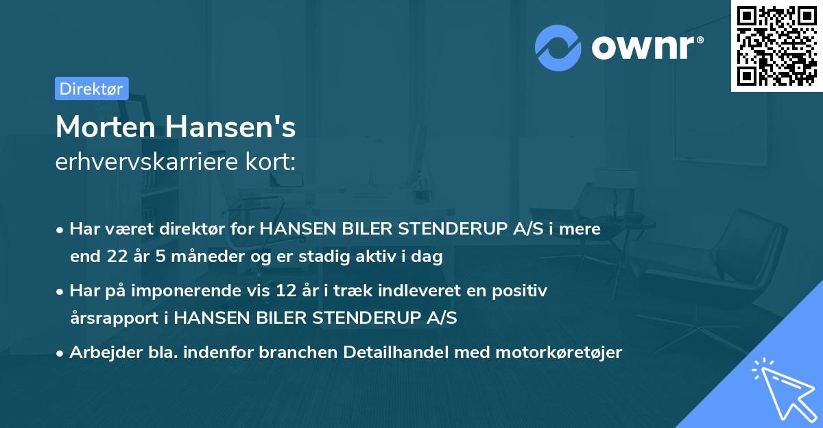 Morten Hansen's erhvervskarriere kort