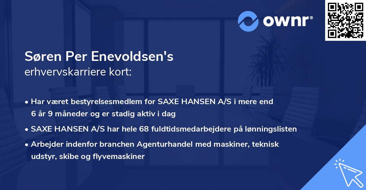 Søren Per Enevoldsen's erhvervskarriere kort