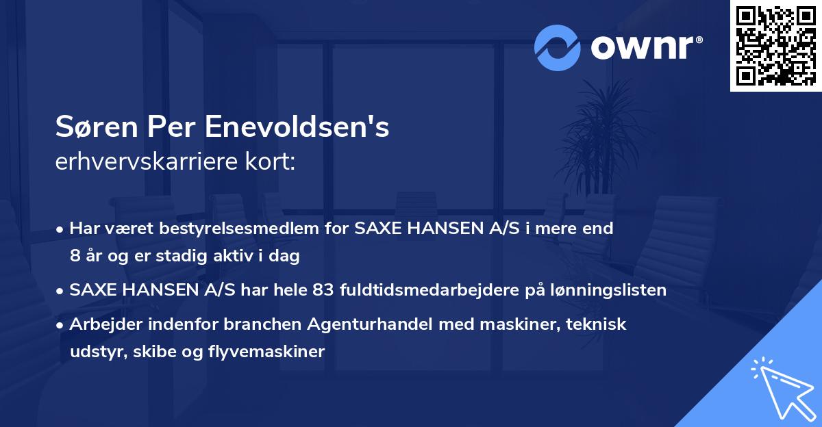 Søren Per Enevoldsen's erhvervskarriere kort