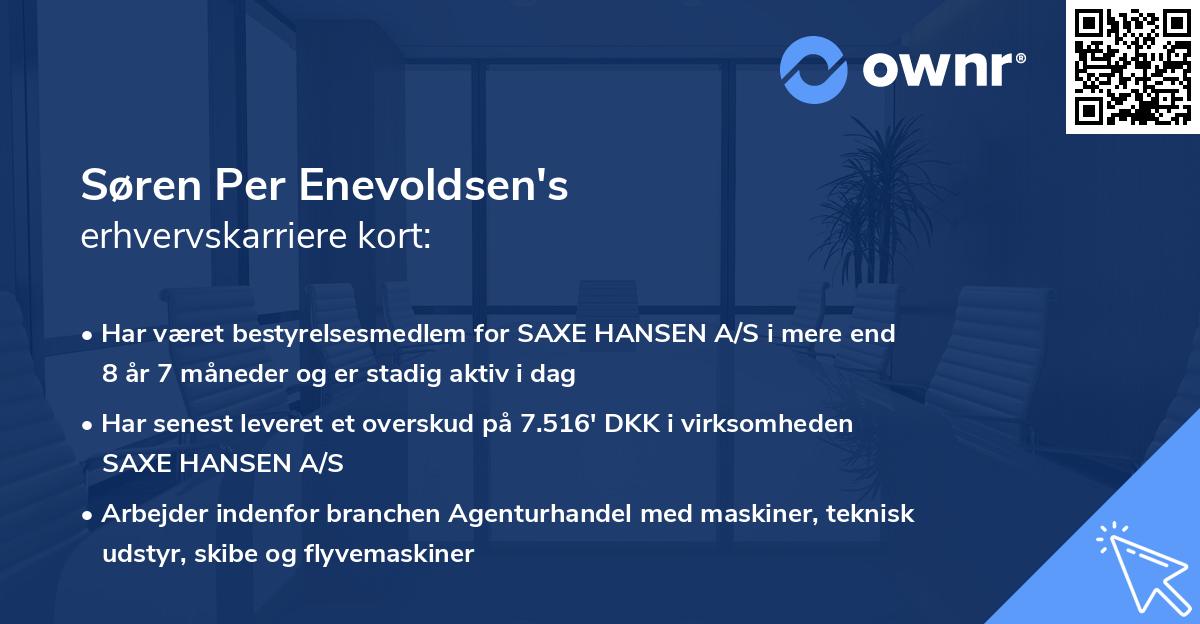 Søren Per Enevoldsen's erhvervskarriere kort
