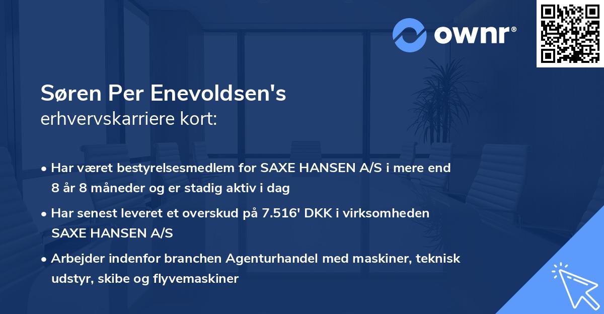 Søren Per Enevoldsen's erhvervskarriere kort