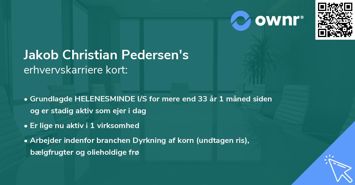 Jakob Christian Pedersen's erhvervskarriere kort