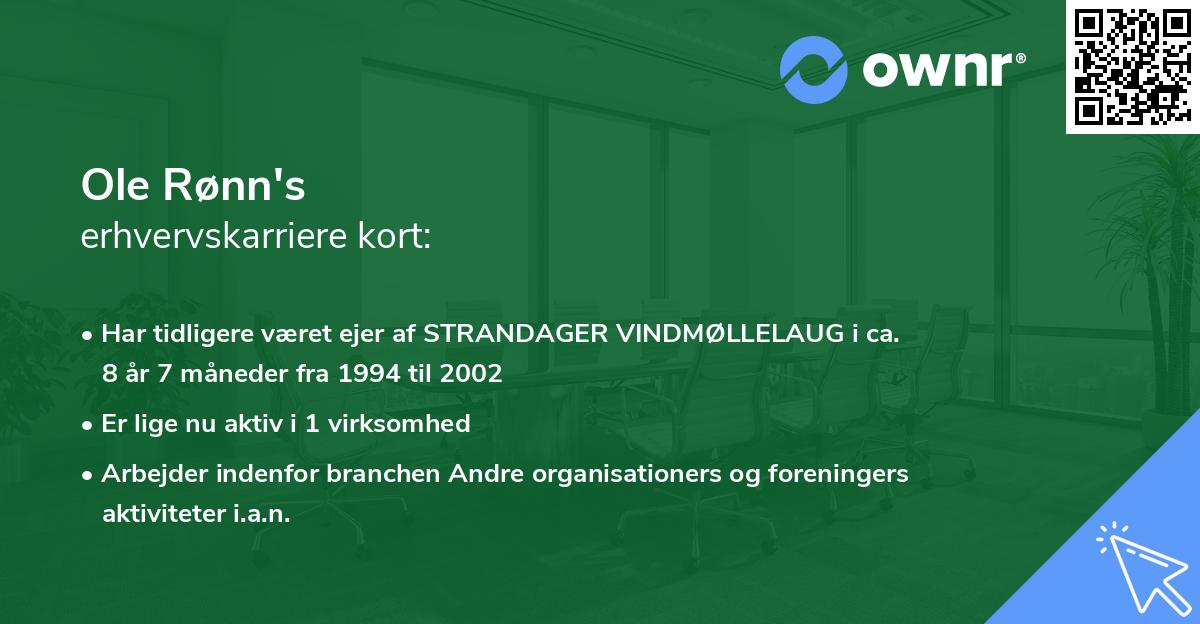 Ole Rønn's erhvervskarriere kort