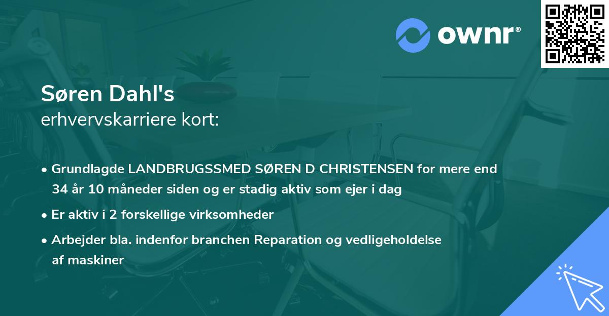 Søren Dahl's erhvervskarriere kort