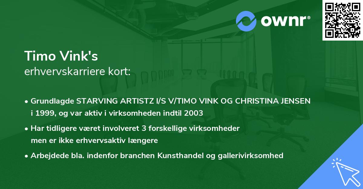 Timo Vink's erhvervskarriere kort