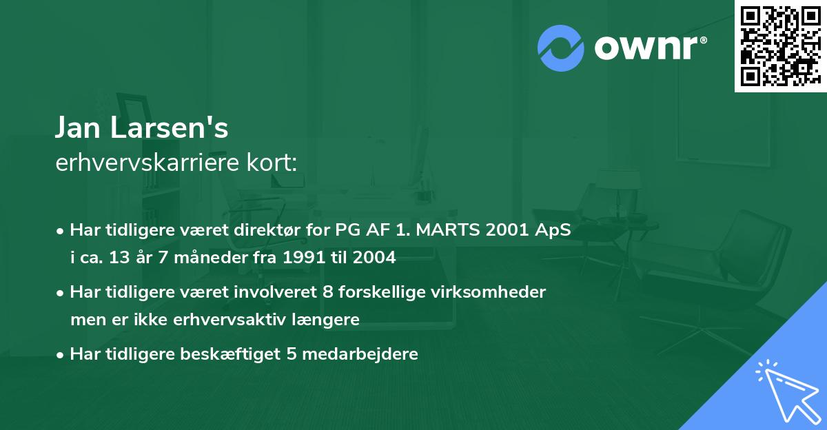 Jan Larsen's erhvervskarriere kort